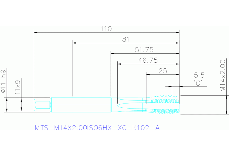 MTS-M14X2.00ISO6HX-XC-K102-A