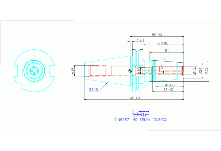 DIN69871 40 SRKIN 12X80CX