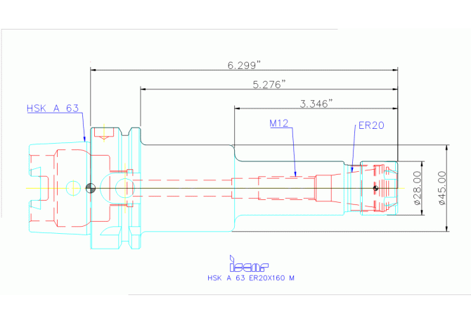 HSK A63 ER20X160M