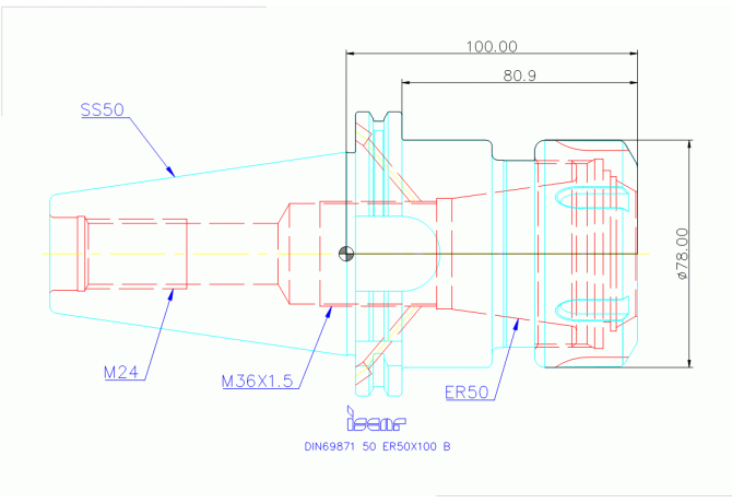 DIN69871 50 ER50X100 B