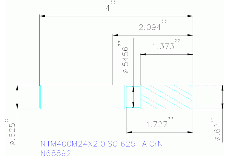 NTM400M24X2.0ISO.625 ALCRN
