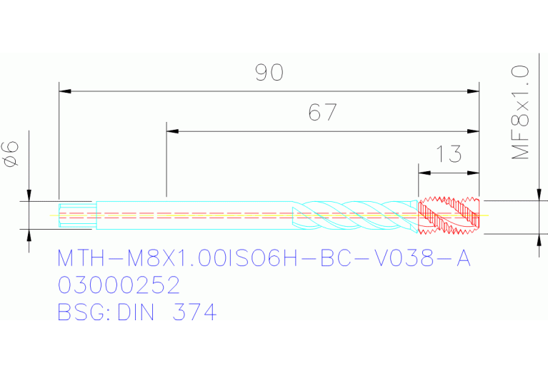 MTH-M8X1.00ISO6H-BC-V038-A