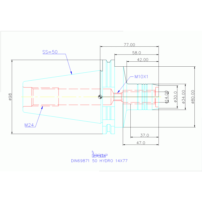 DIN69871 50 HYDRO 14X77