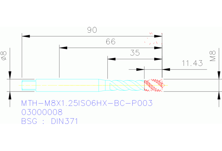 MTH-M8X1.25ISO6HX-BC-P003