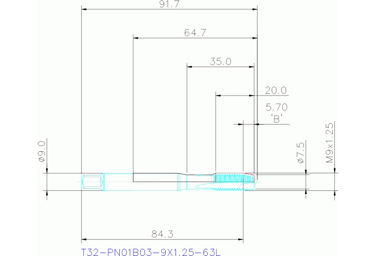T32-PN01B03-9X1.25-63L