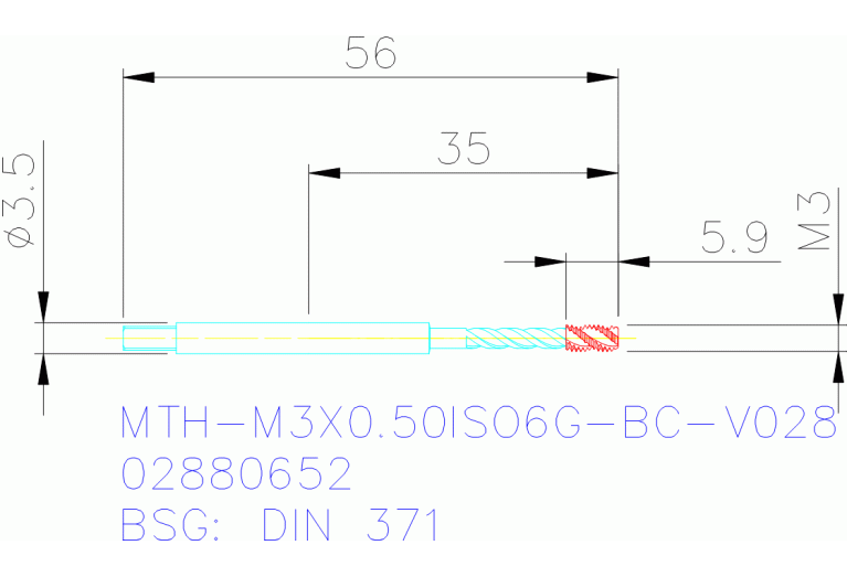 MTH-M3X0.50ISO6G-BC-V028
