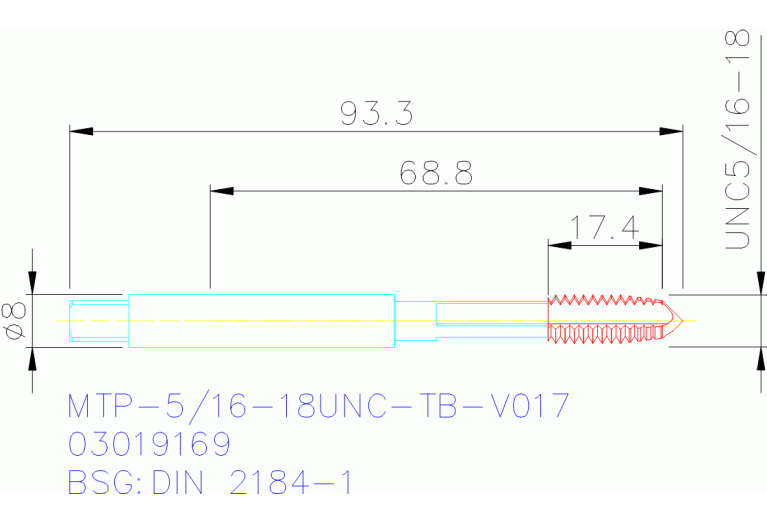 MTP-5/16-18UNC-TB-V017