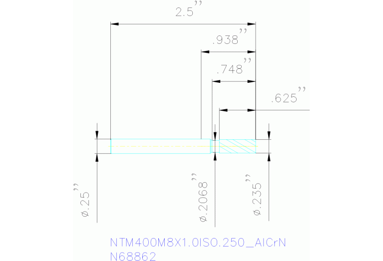NTM400M8X1.0ISO.250 ALCRN