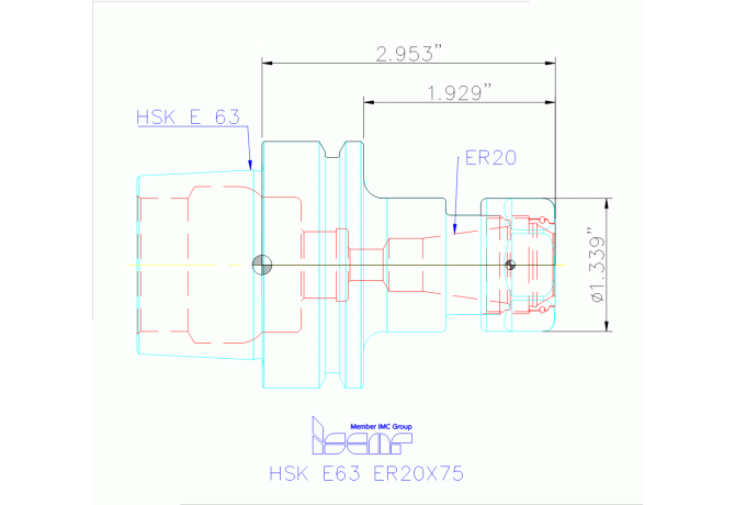 HSK E63 ER20X75