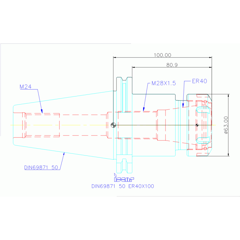 DIN69871 50 ER40X100
