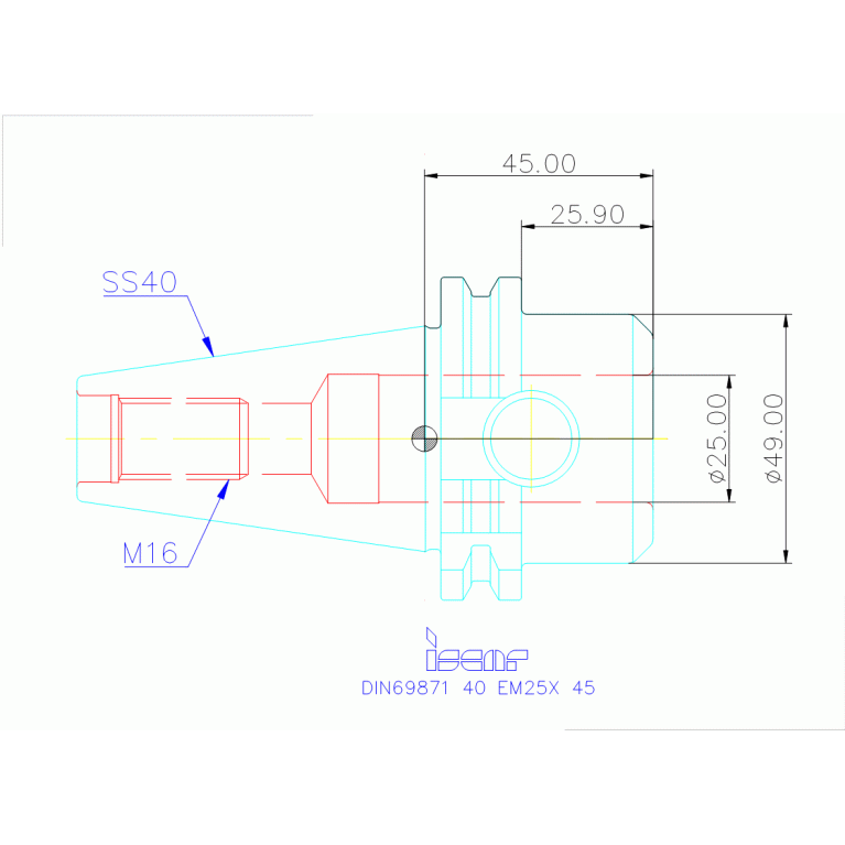 DIN69871 40 EM25X 45