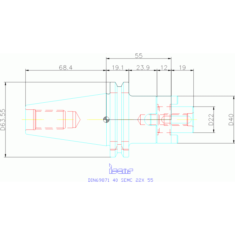 DIN69871 40 SEMC 22X 55