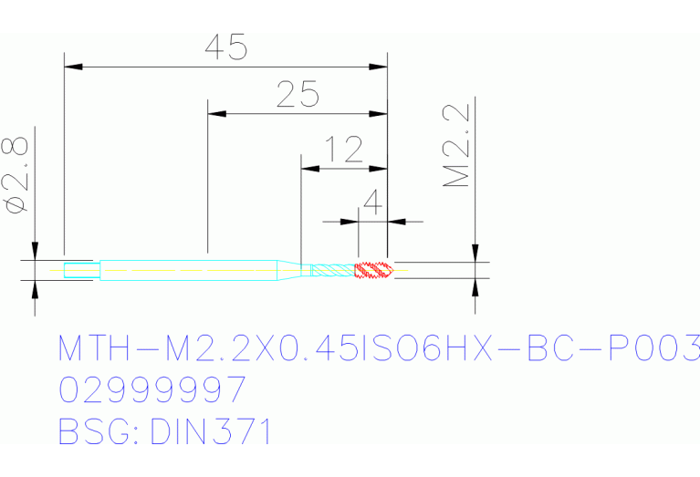 MTH-M2.2X0.45ISO6HX-BC-P003