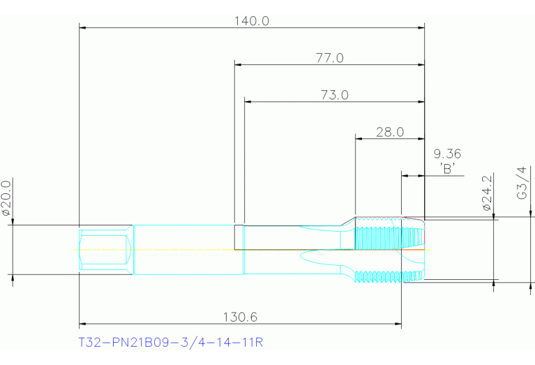T32-PN21B09-3/4-14-11R
