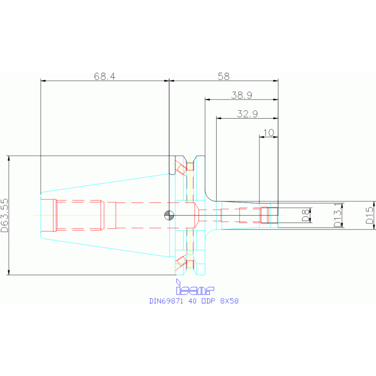 DIN69871 40 ODP 8X58