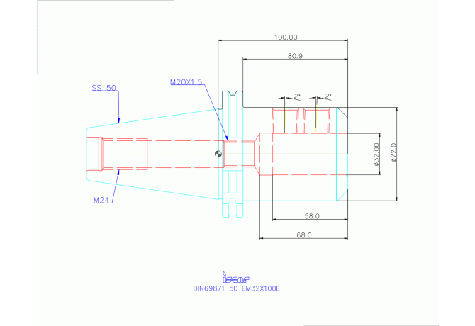 DIN69871 50 EM32X100E