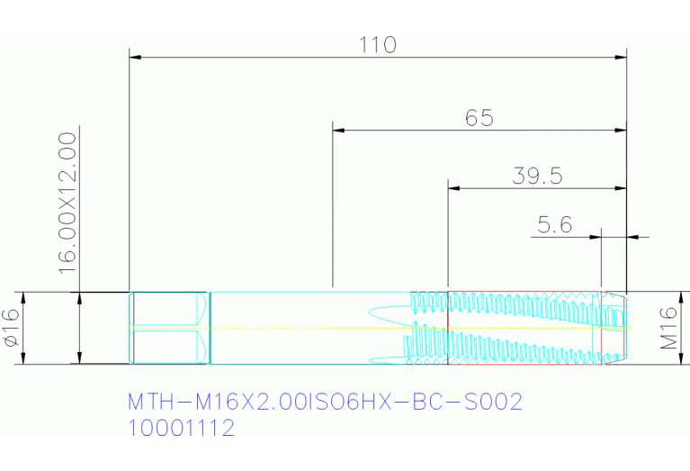 MTH-M16X2.00ISO6HX-BC-S002