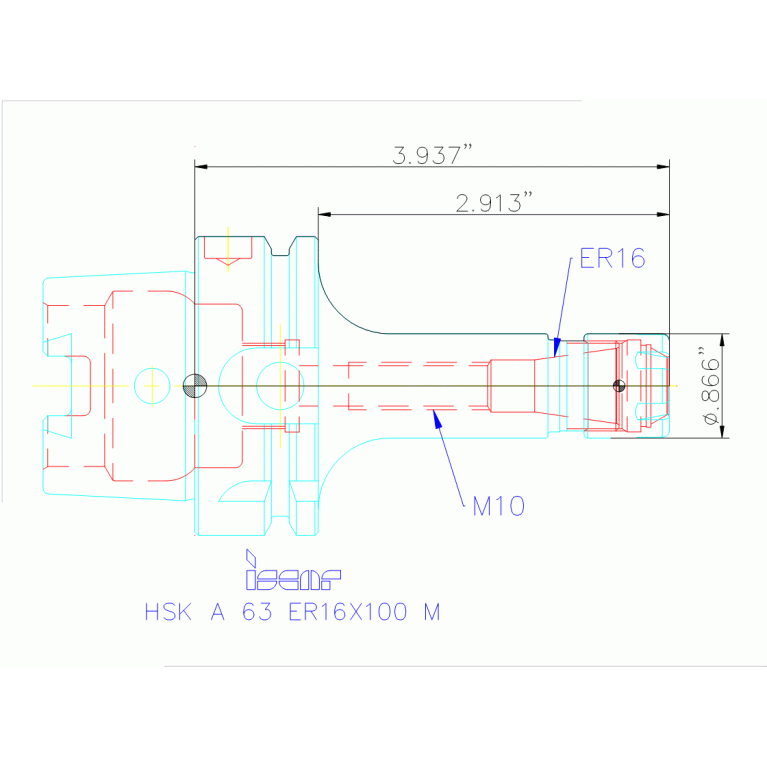 HSK A63 ER16X100M