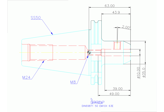 DIN69871 50 EM10X 63E
