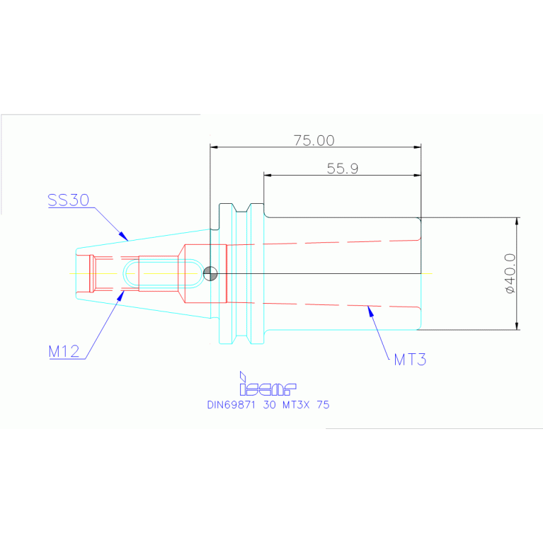 DIN69871 30 MT3X 75
