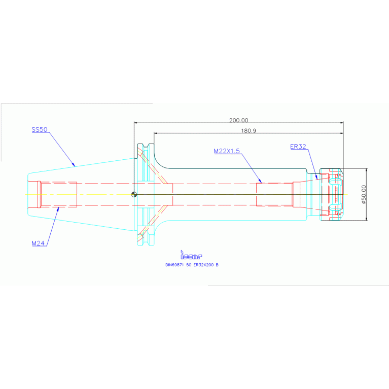 DIN69871 50 ER32X200 B