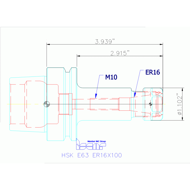 HSK E63 ER16X100